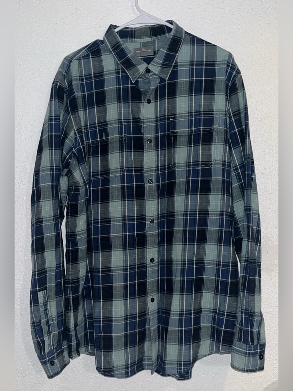 L.L. Bean Men's Plaid Button-Down Shirt - Navy & Gray